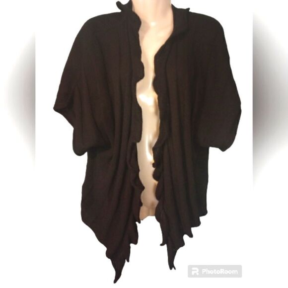 Berretti Italia mohair and acrylic ribbed ruffle trim short sleeve open … - Picture 1 of 11